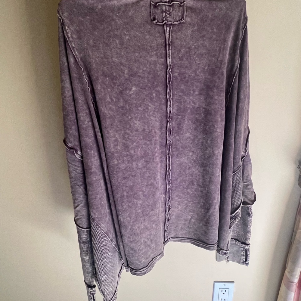We the Free People Wine Purple & SOFT BROWN ACID wash Sleeve Seamed Boxy - Picture 17 of 17